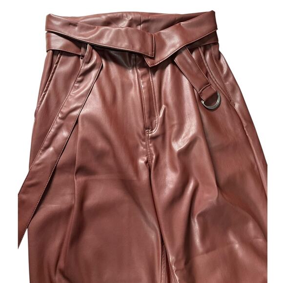 Open Edit Brown Faux Leather Pants Size M New Without Tag Soft Lined Trousers - Picture 11 of 12
